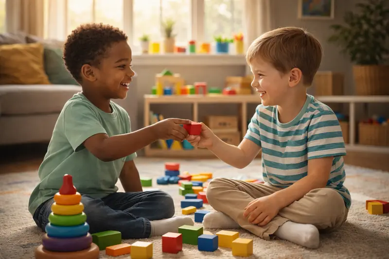 Two children playing and interacting together